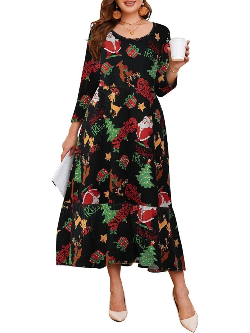 Women's Maple Halloween Plus Size Maxi Dress Pockets Plus Size Maxi Dresses